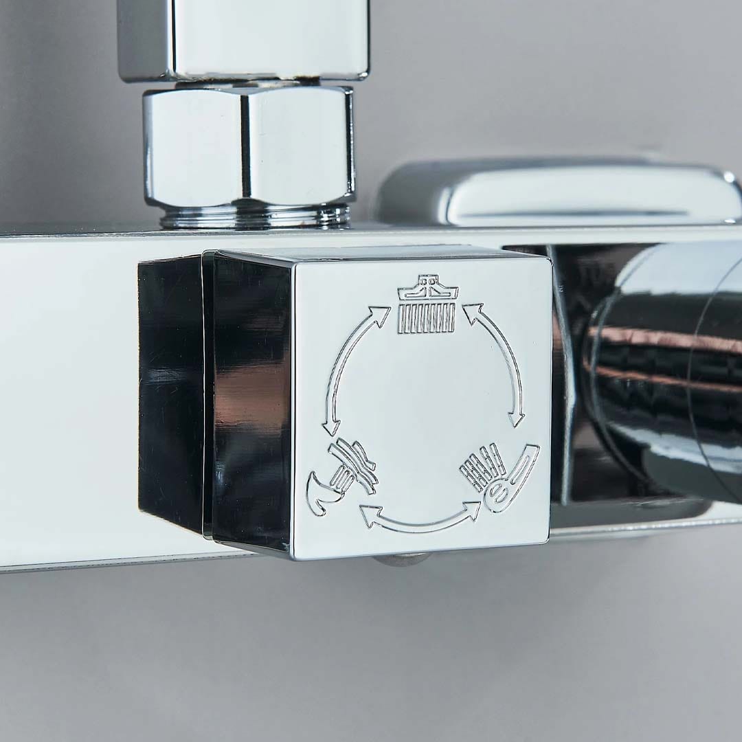 Coloana de dus, cu para patrata de 30 cm si efect de ploaie, argintiu