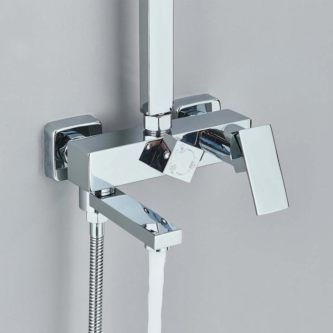 Coloana de dus, cu para patrata de 30 cm si efect de ploaie, argintiu