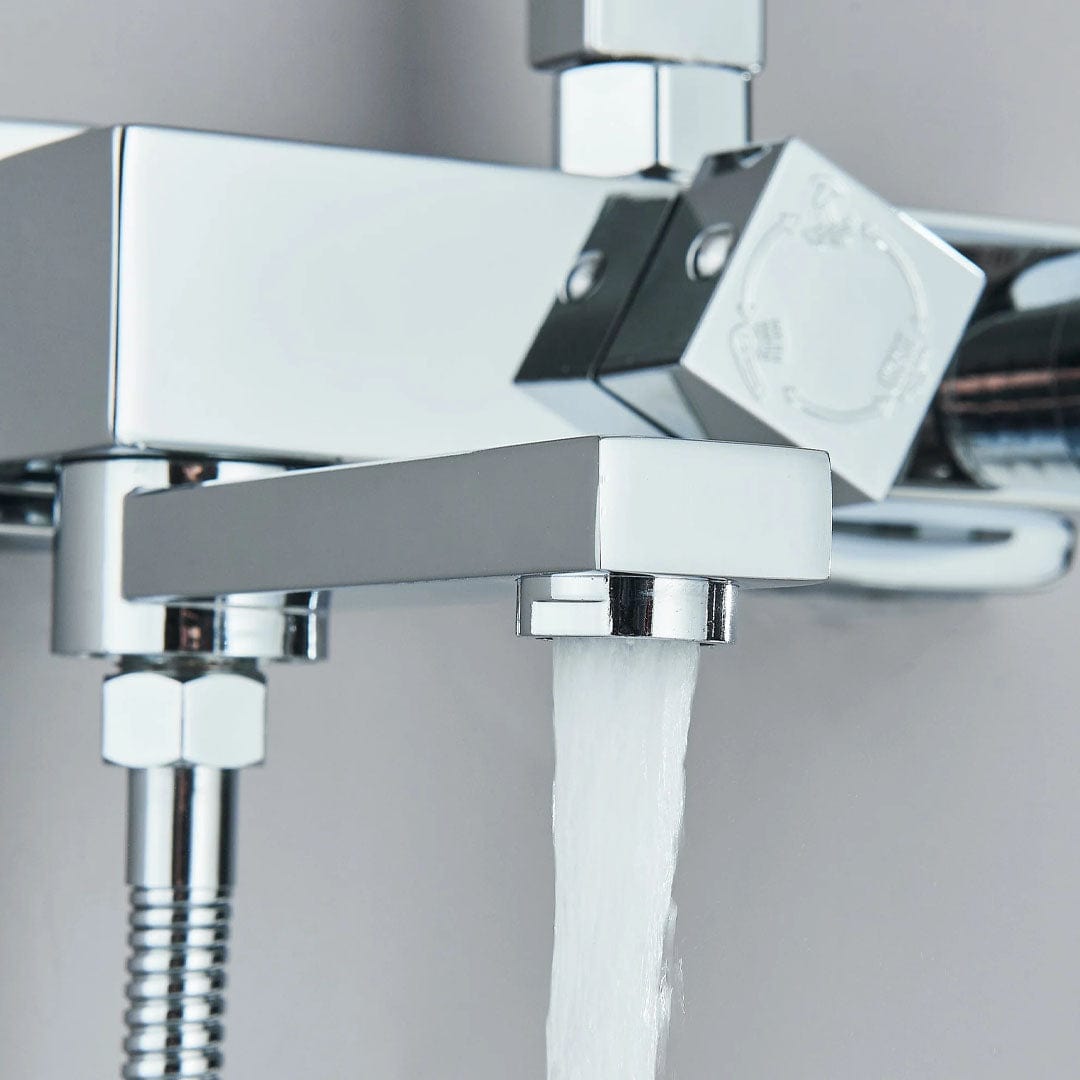 Coloana de dus, cu para patrata de 30 cm si efect de ploaie, argintiu