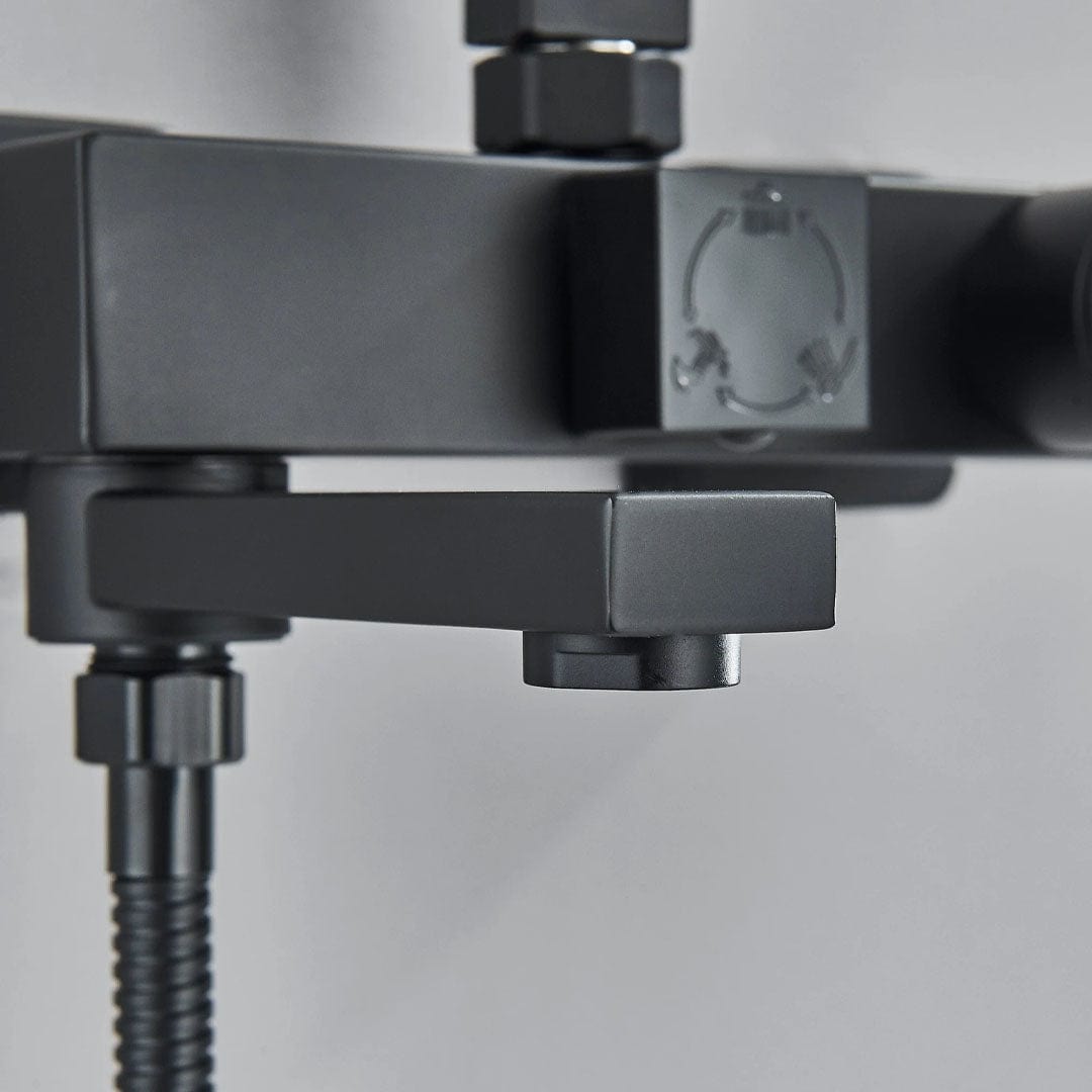 Coloana de dus, cu para patrata si efect de ploaie, negru