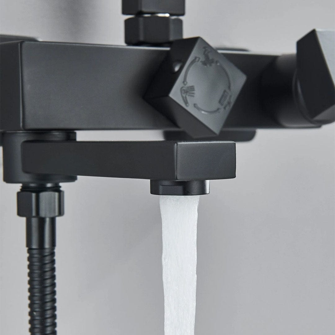 Coloana de dus, cu para patrata si efect de ploaie, negru