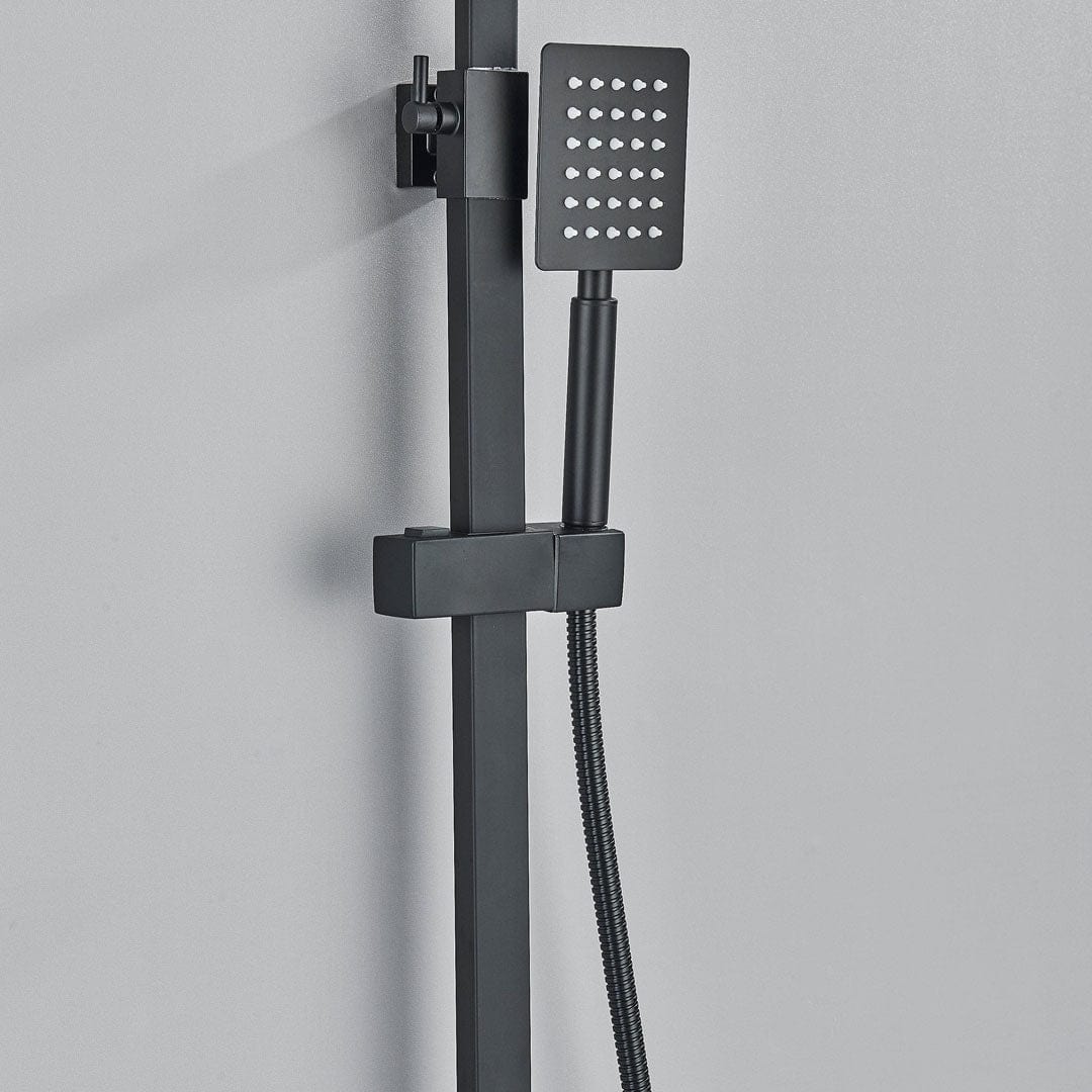 Coloana de dus, cu para patrata si efect de ploaie, negru