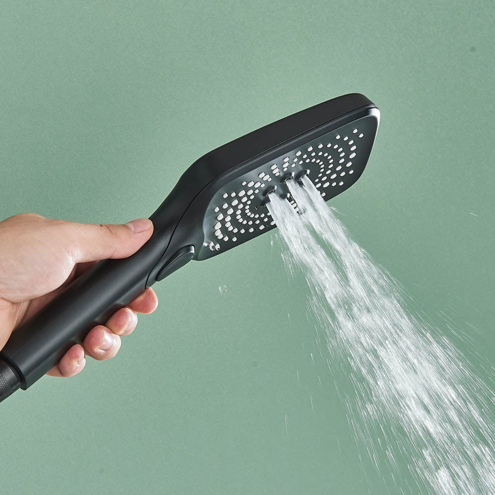 Coloană Duș cu termostat și afișaj de temperatură, negru mat, multiple funcții de curgere