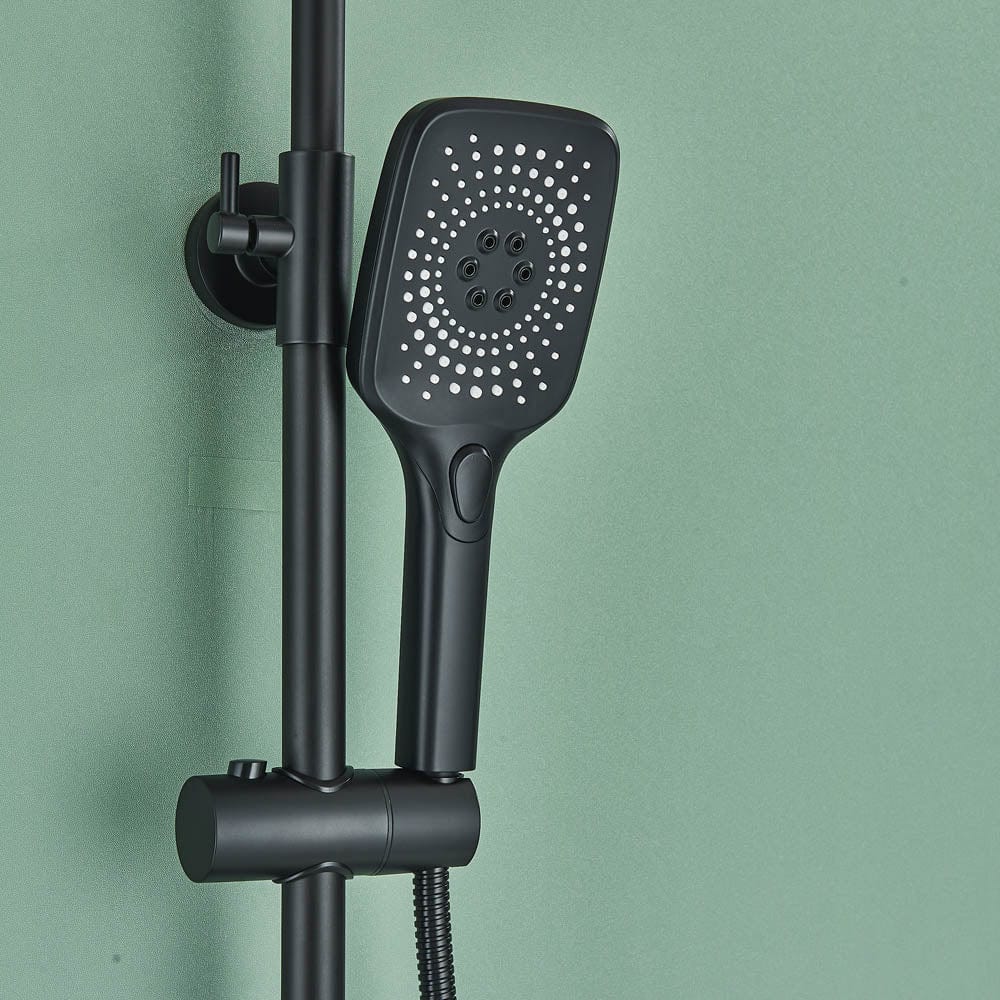 Coloană Duș cu termostat și afișaj de temperatură, negru mat, multiple funcții de curgere