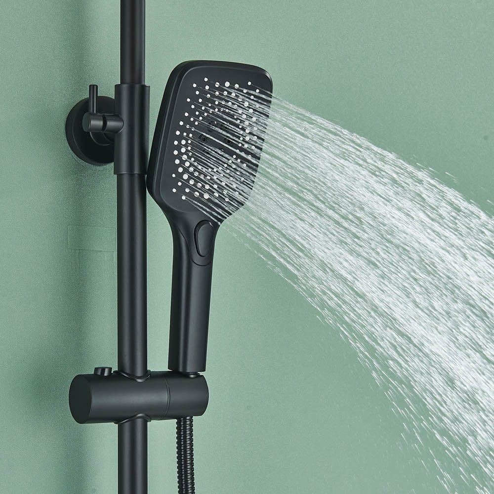 Coloană Duș cu termostat și afișaj de temperatură, negru mat, multiple funcții de curgere