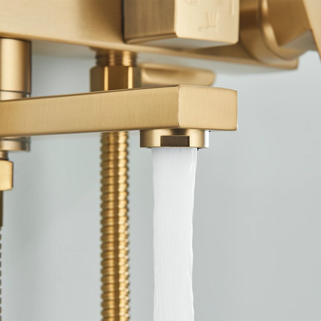 Coloana Dus, auriu mat, cu efect de ploaie, para dus 25 cm, 4 functii de curgere