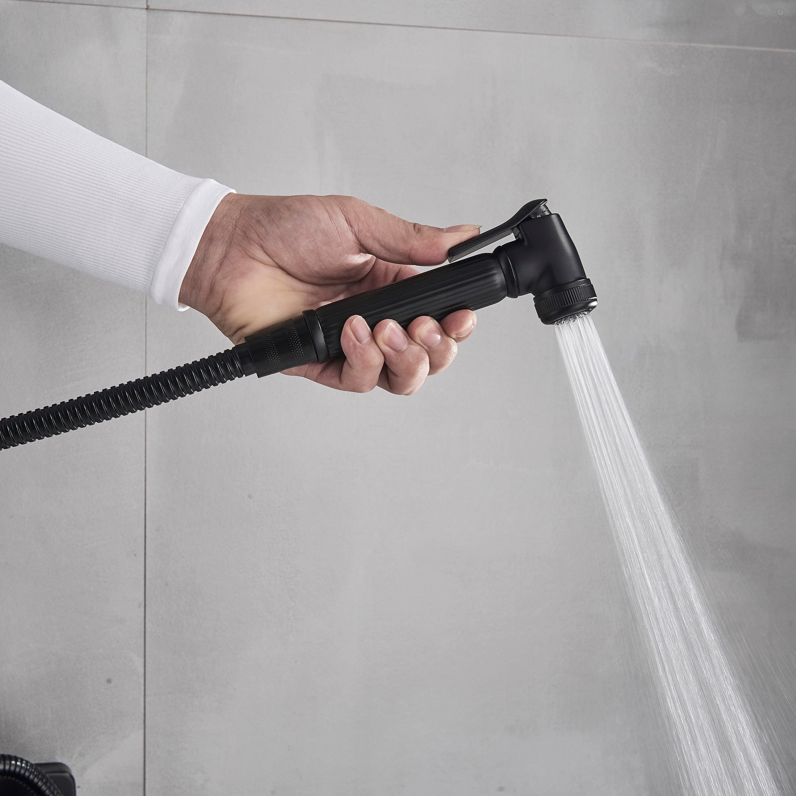 Coloana Dus cadru patrat, cu efect de ploaie, 5 functii de curgere, negru mat