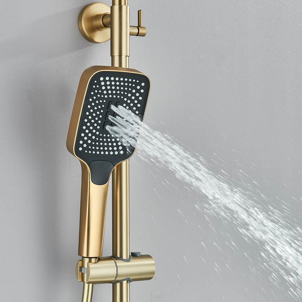 Coloana Dus cu afisaj digital de temperatura, auriu mat, cu efect de ploaie