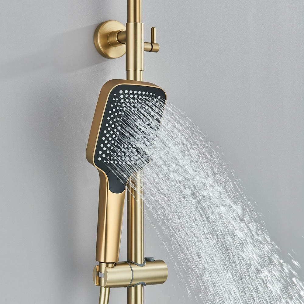 Coloana Dus cu afisaj digital de temperatura, auriu mat, cu efect de ploaie