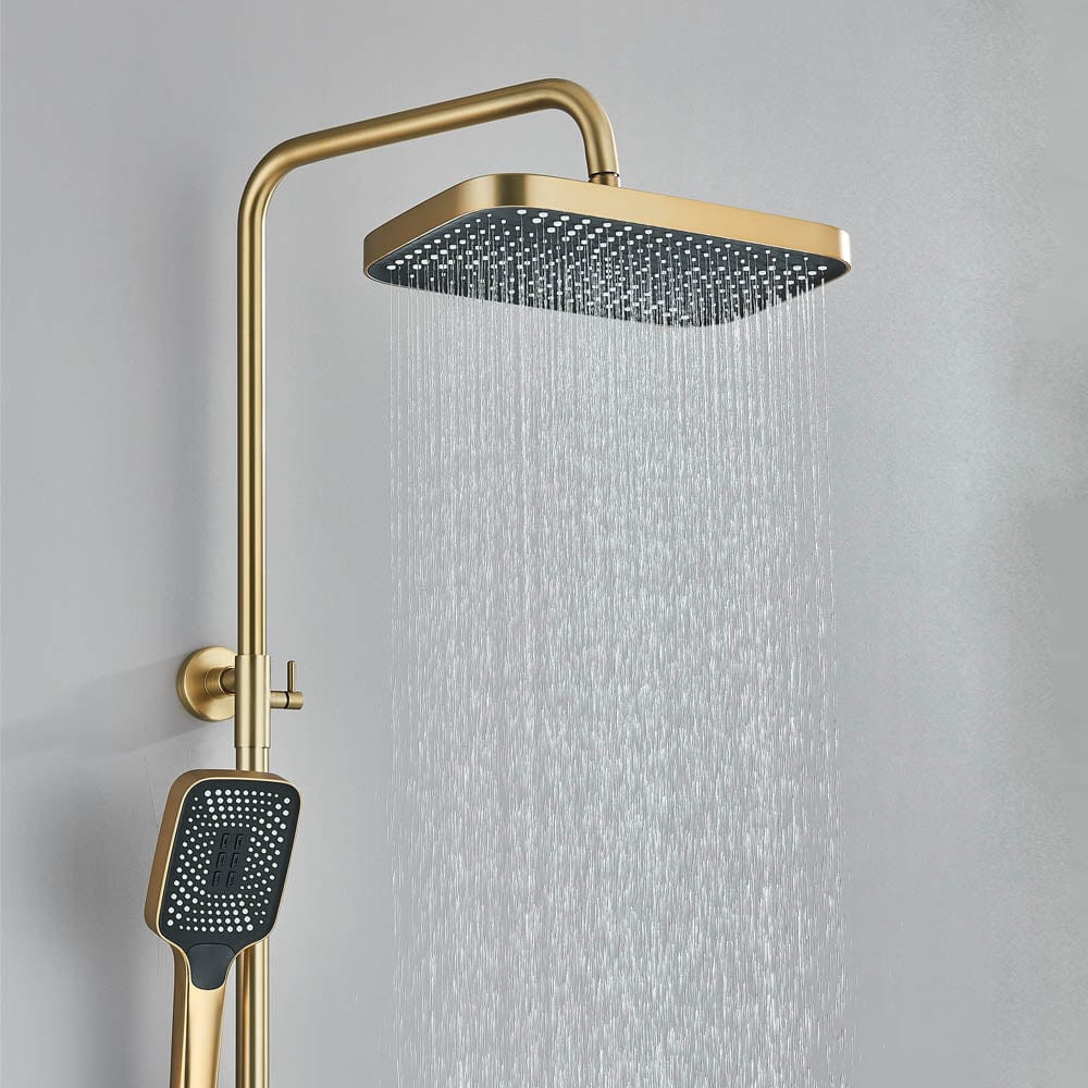 Coloana Dus cu afisaj digital de temperatura, auriu mat, cu efect de ploaie