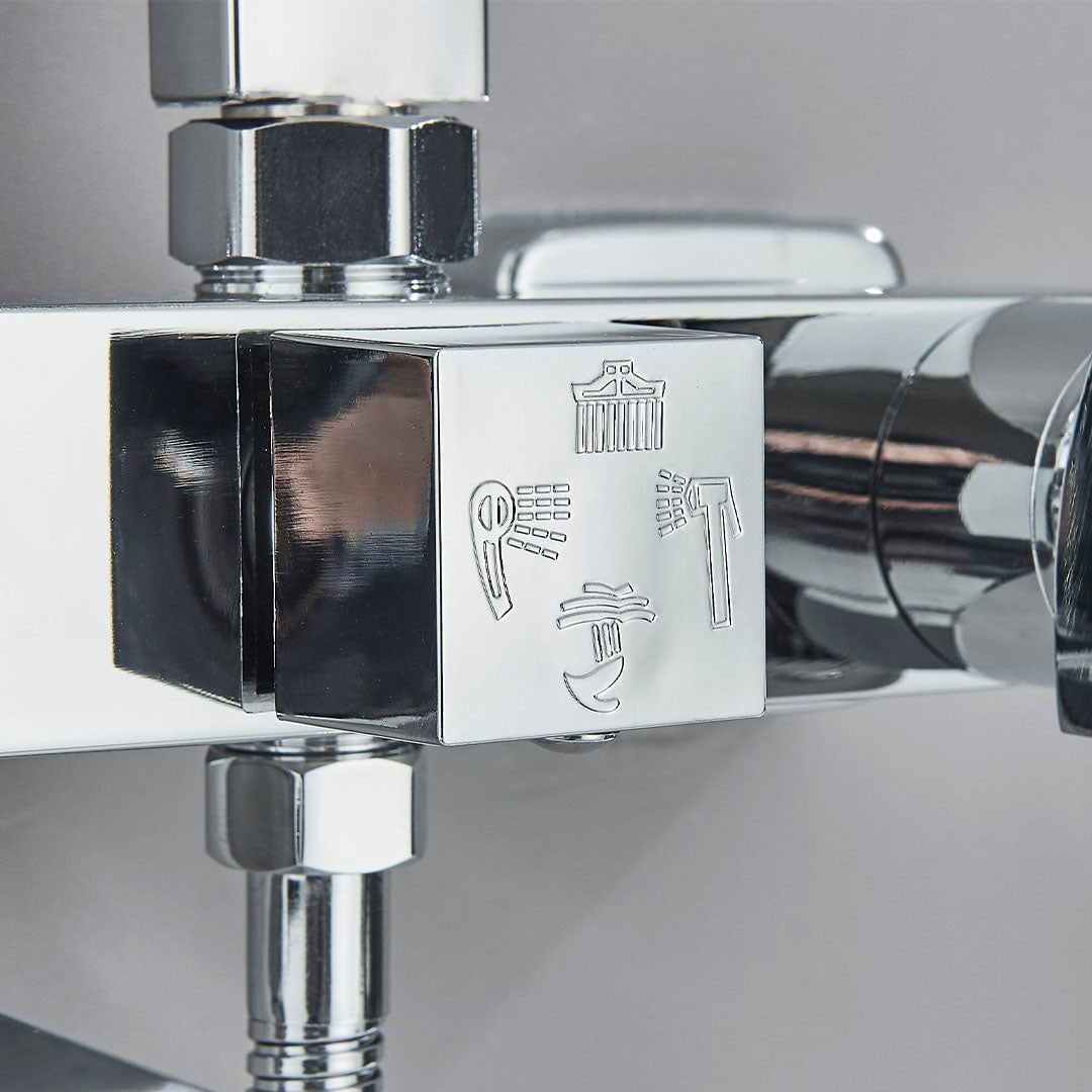 Coloana Dus cu efect de ploaie, 4 functii de curgere, argintiu