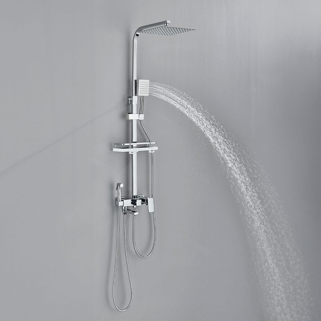 Coloana Dus cu efect de ploaie, 4 functii de curgere, argintiu