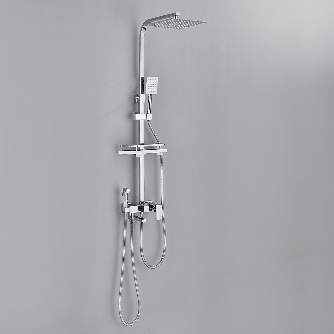 Coloana Dus cu efect de ploaie, 4 functii de curgere, argintiu