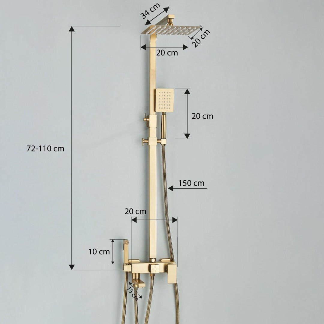 Coloana Dus, cu efect de ploaie, 4 functii de curgere, auriu