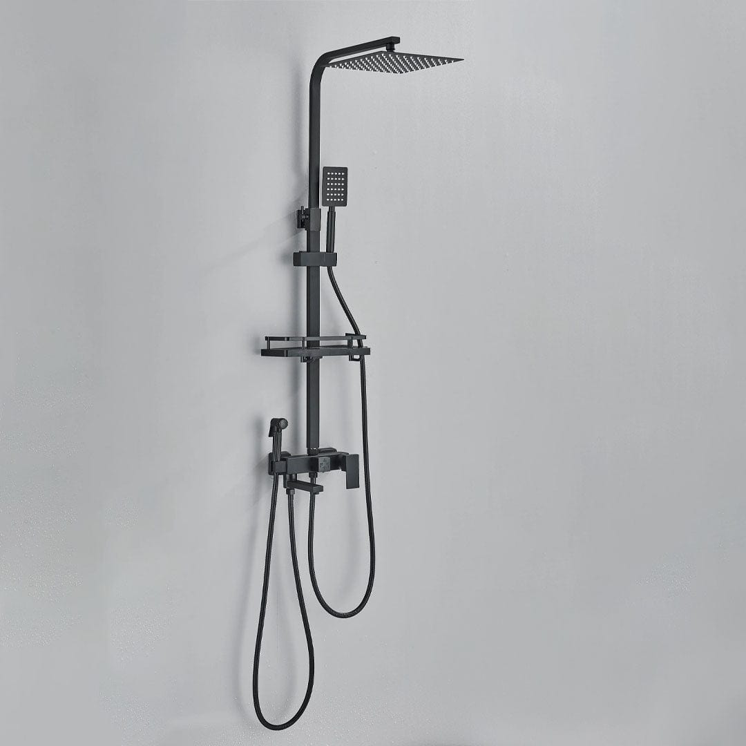 Coloana Dus cu efect de ploaie, 4 functii de curgere, negru mat