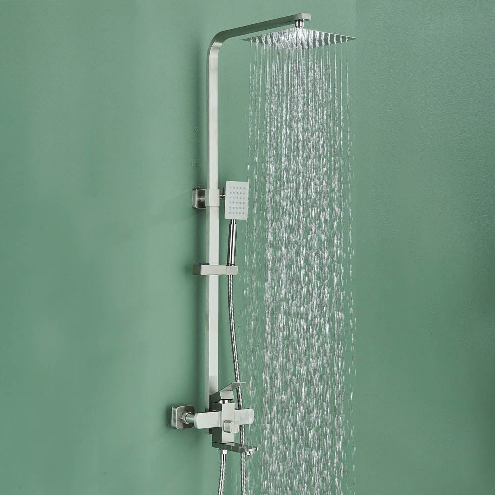 Coloana Dus, cu para patrata si efect de ploaie, argintiu