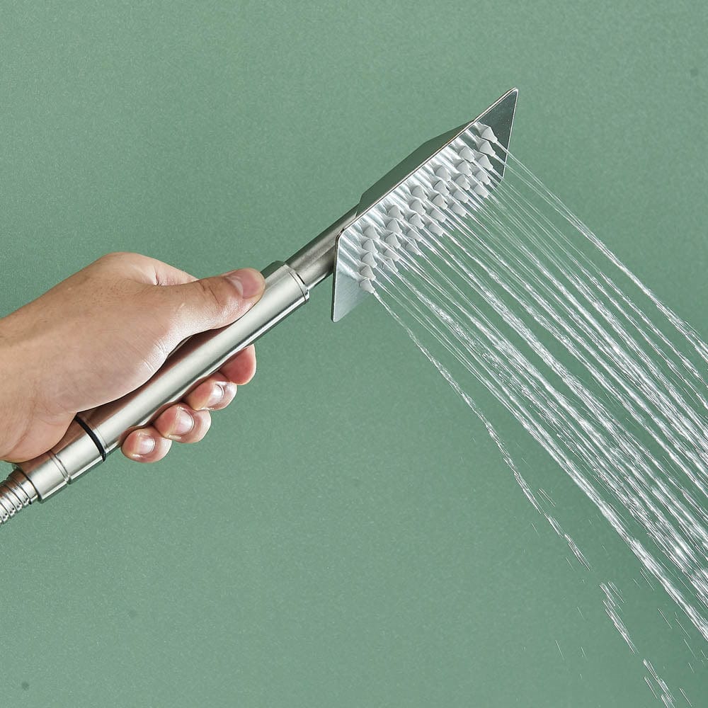 Coloana Dus, cu para patrata si efect de ploaie, argintiu