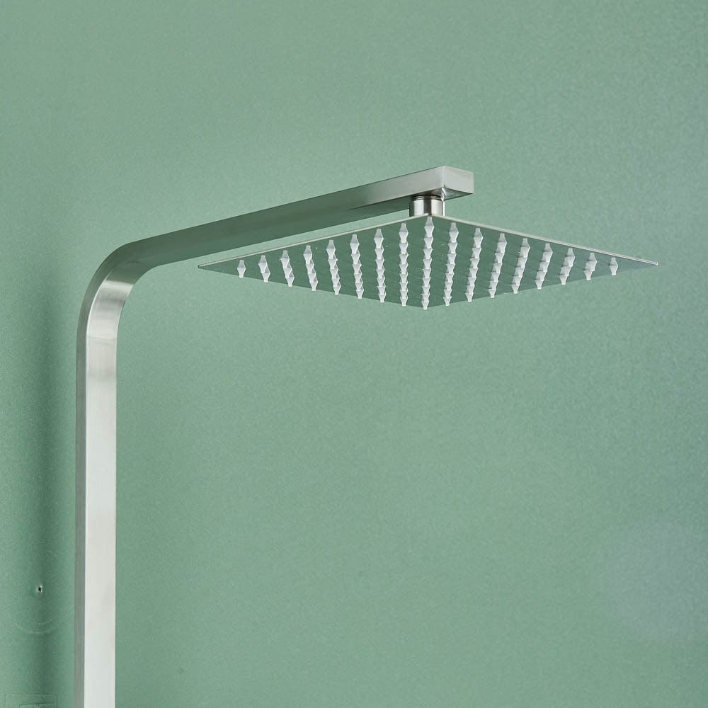 Coloana Dus, cu para patrata si efect de ploaie, argintiu