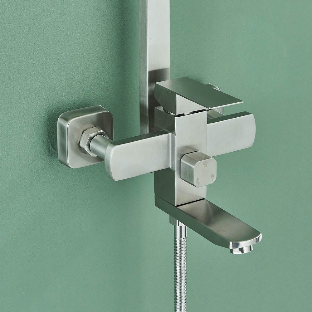 Coloana Dus, cu para patrata si efect de ploaie, argintiu