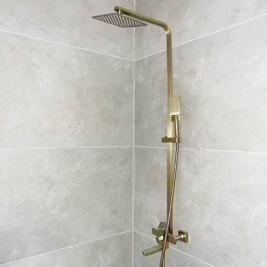 Coloana Dus, cu para patrata si efect de ploaie, auriu nichelat