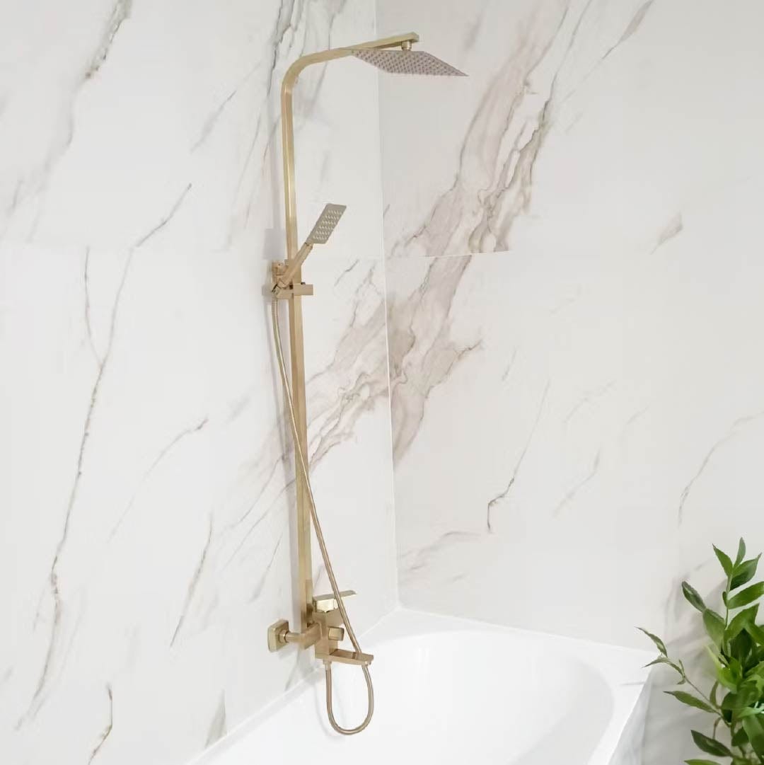 Coloana Dus, cu para patrata si efect de ploaie, auriu nichelat