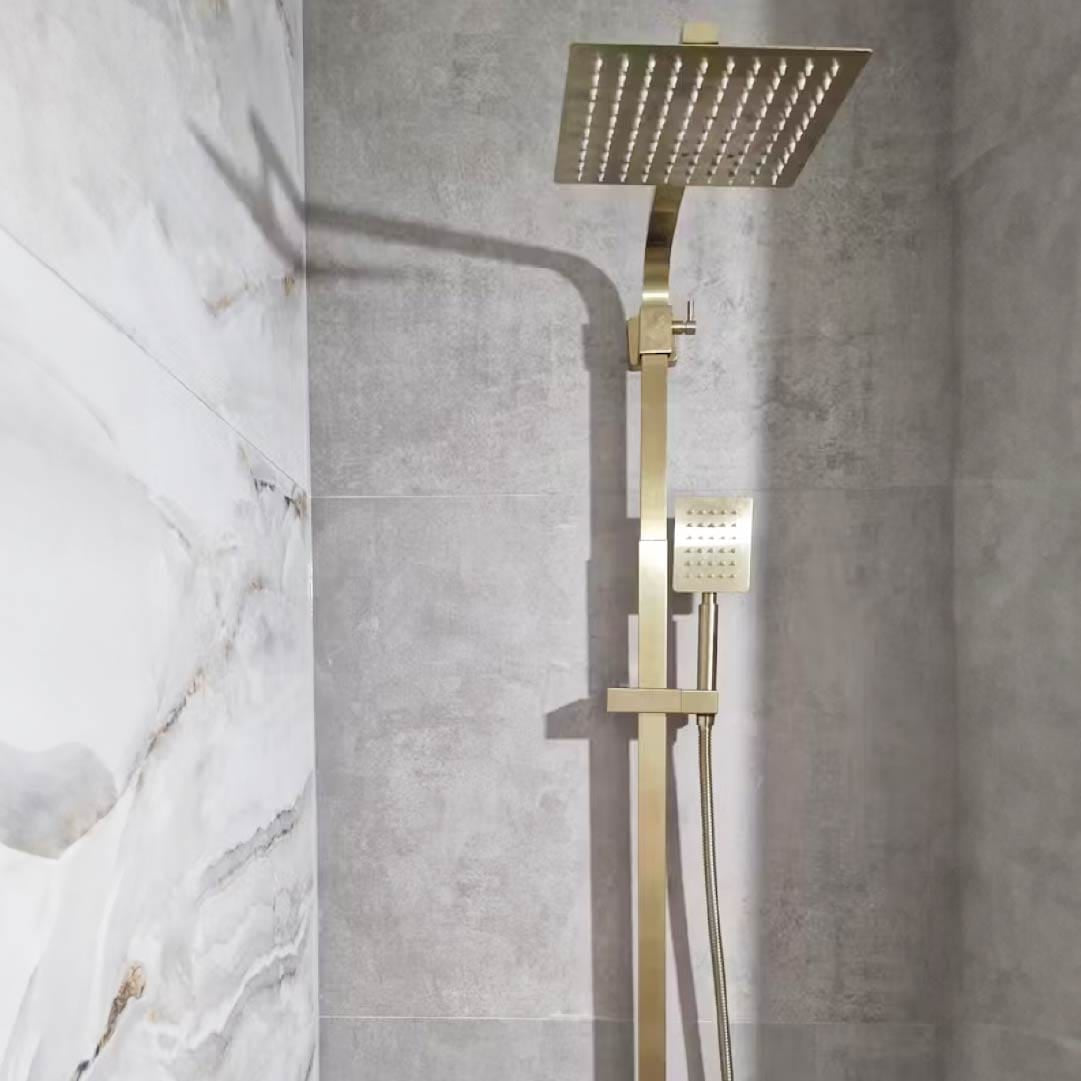 Coloana Dus, cu para patrata si efect de ploaie, auriu nichelat