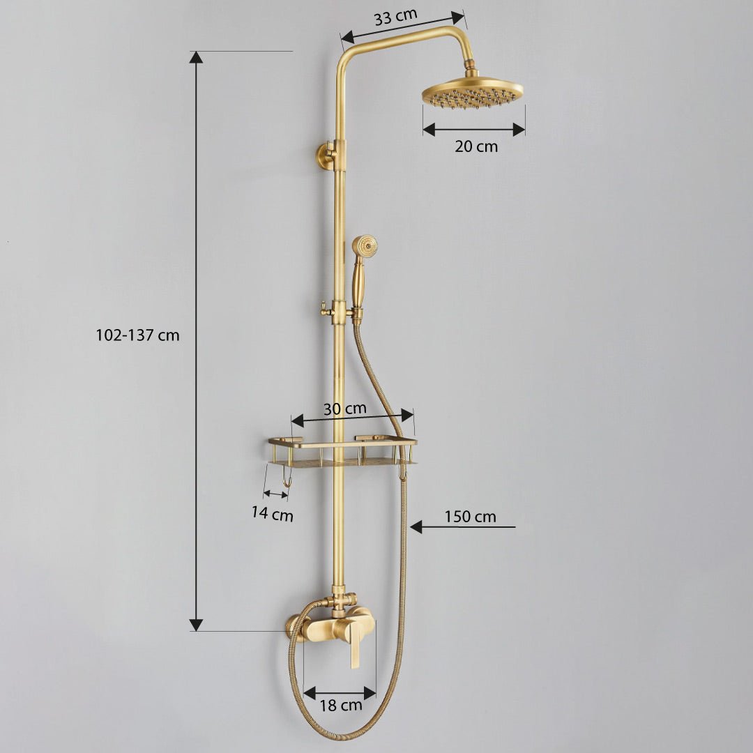 Coloana Dus, cu para rotunda si efect de ploaie, auriu