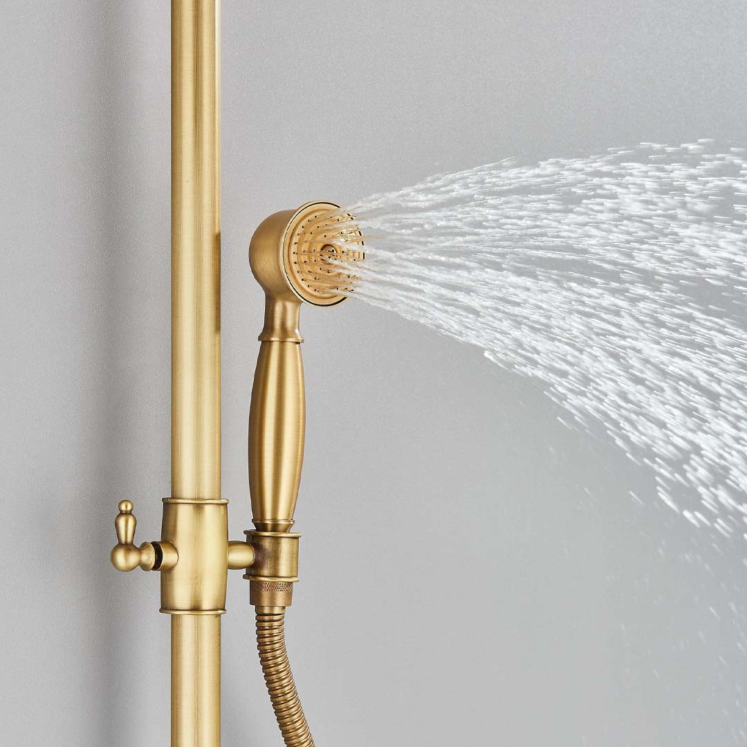 Coloana Dus, cu para rotunda si efect de ploaie, auriu