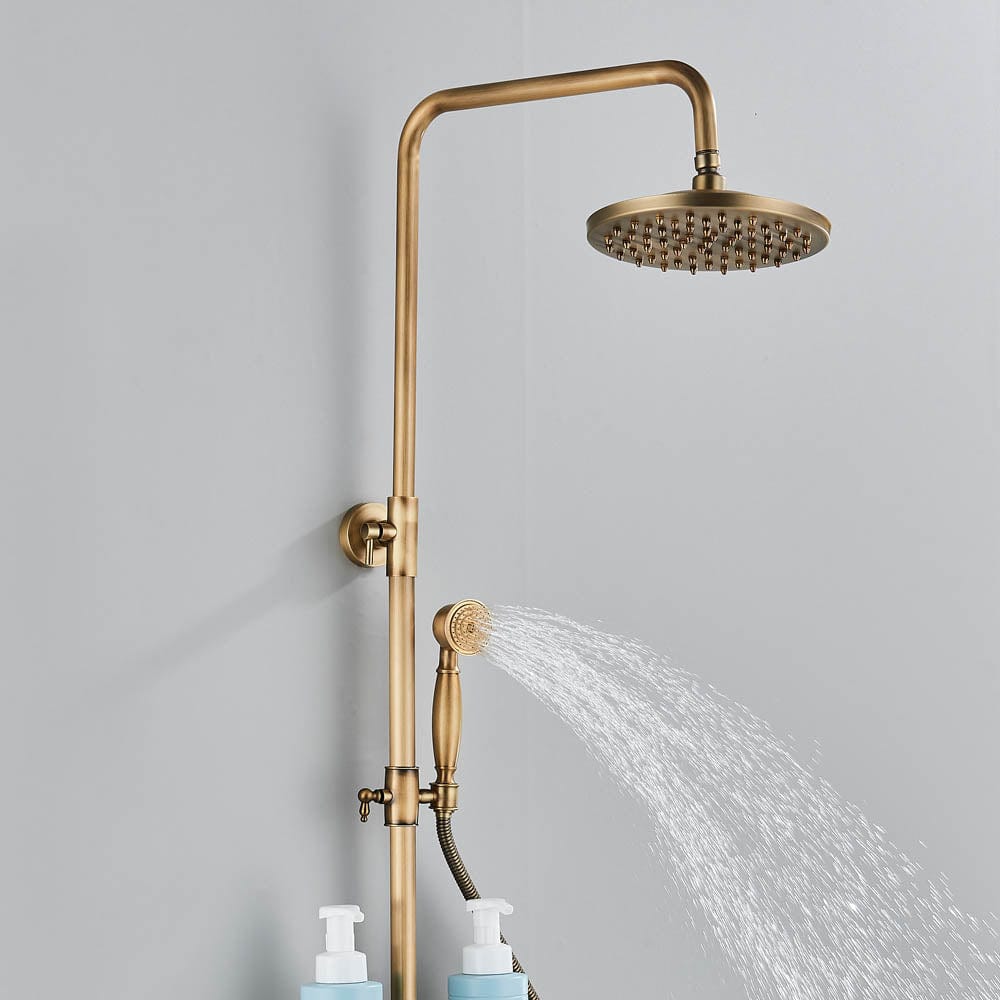 Coloana Dus, cu para rotunda si efect de ploaie, auriu, para ajustabila pe inaltime