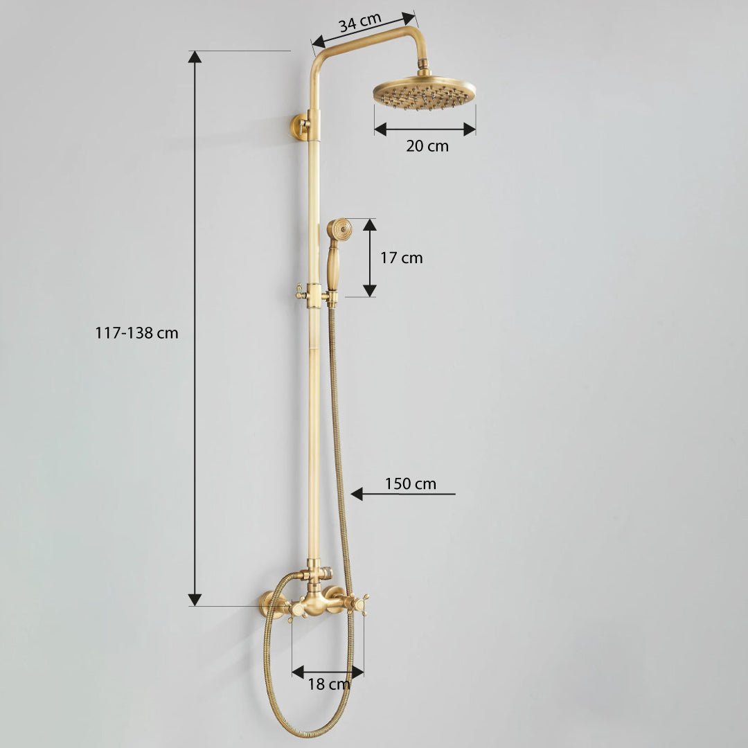 Coloana Dus, cu para rotunda si efect de ploaie, dubla comanda, auriu