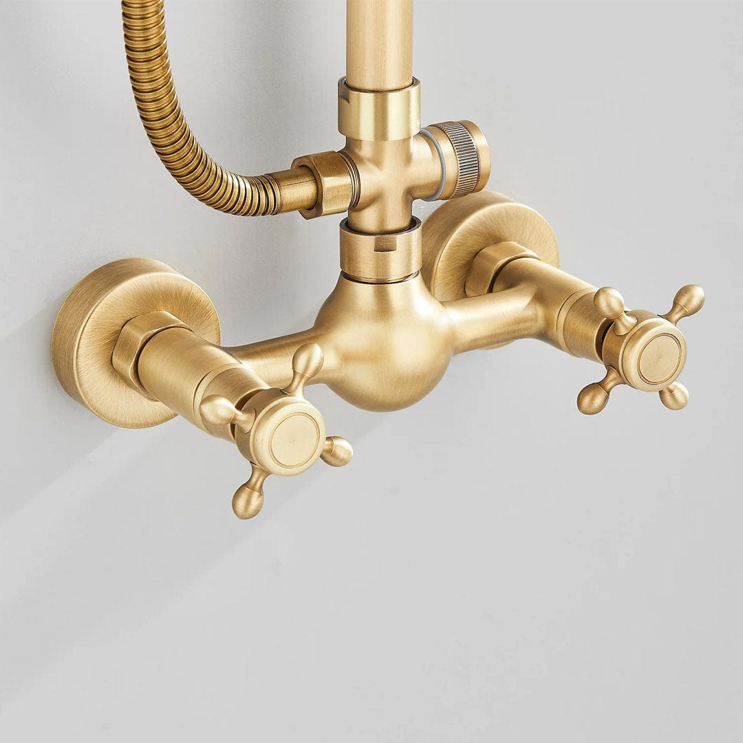 Coloana Dus, cu para rotunda si efect de ploaie, dubla comanda, auriu