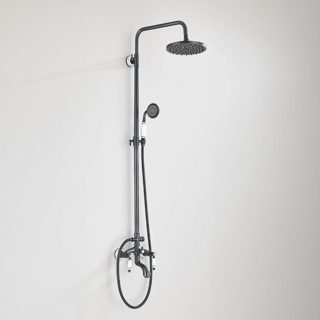 Coloana Dus, cu para rotunda si efect de ploaie, dubla comanda, negru mat