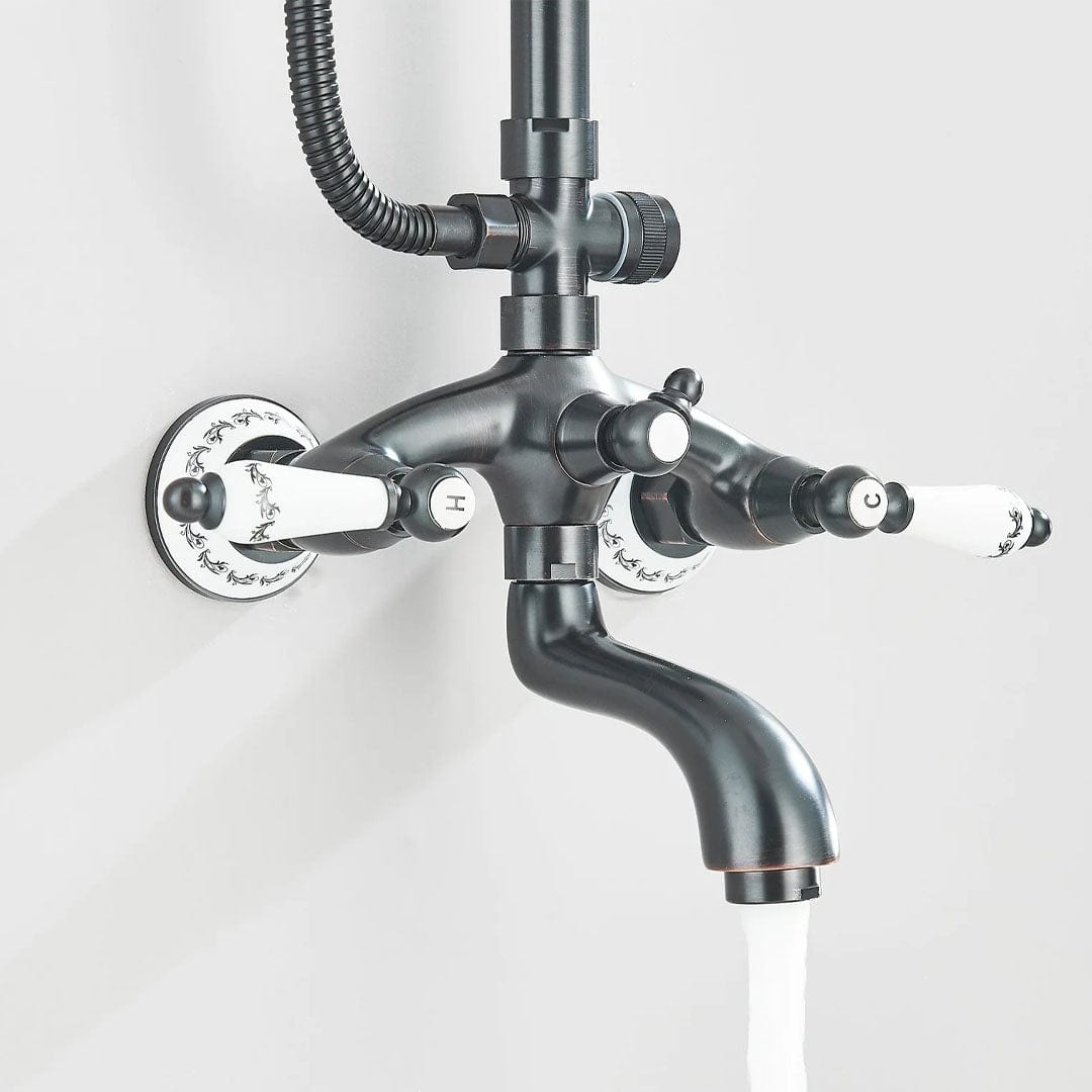 Coloana Dus, cu para rotunda si efect de ploaie, dubla comanda, negru mat