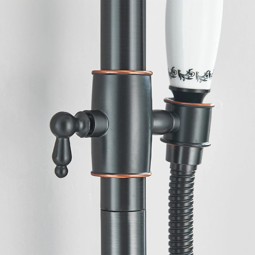 Coloana Dus, cu para rotunda si efect de ploaie, dubla comanda, negru mat