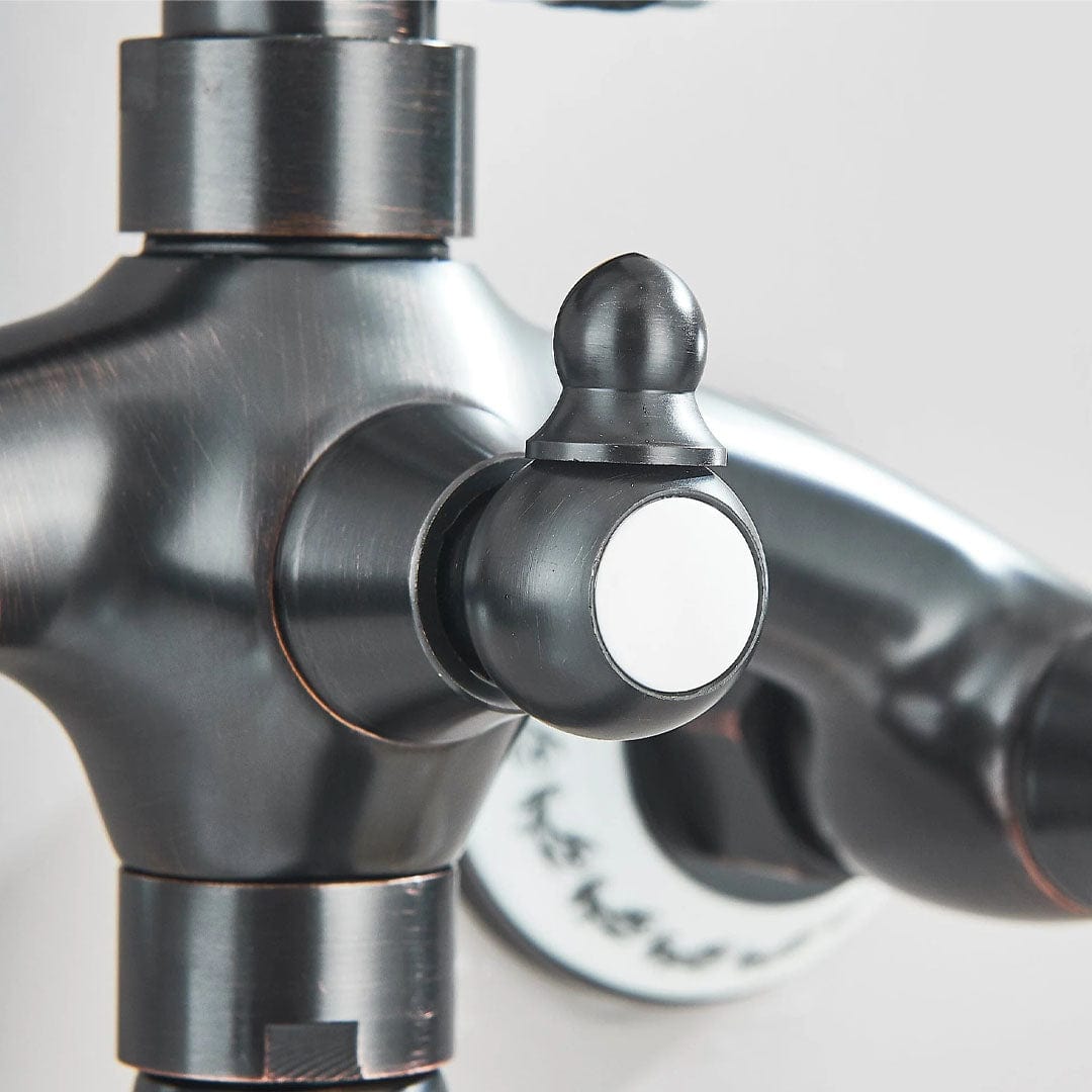 Coloana Dus, cu para rotunda si efect de ploaie, dubla comanda, negru mat