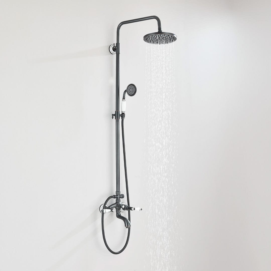 Coloana Dus, cu para rotunda si efect de ploaie, dubla comanda, negru mat