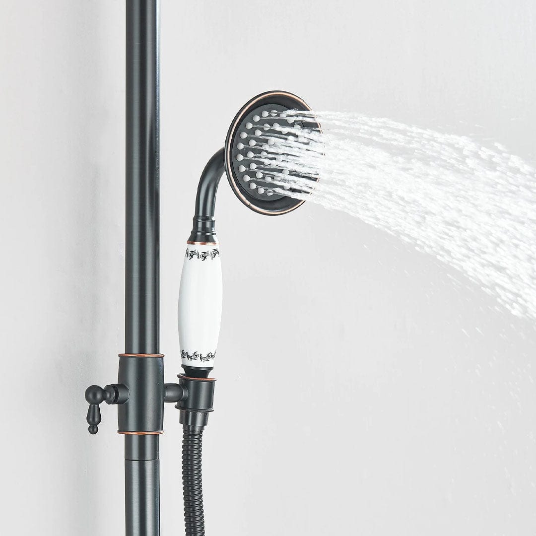 Coloana Dus, cu para rotunda si efect de ploaie, dubla comanda, negru mat