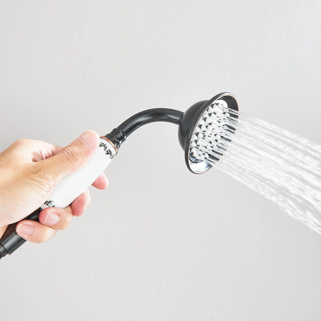 Coloana Dus, cu para rotunda si efect de ploaie, dubla comanda, negru mat