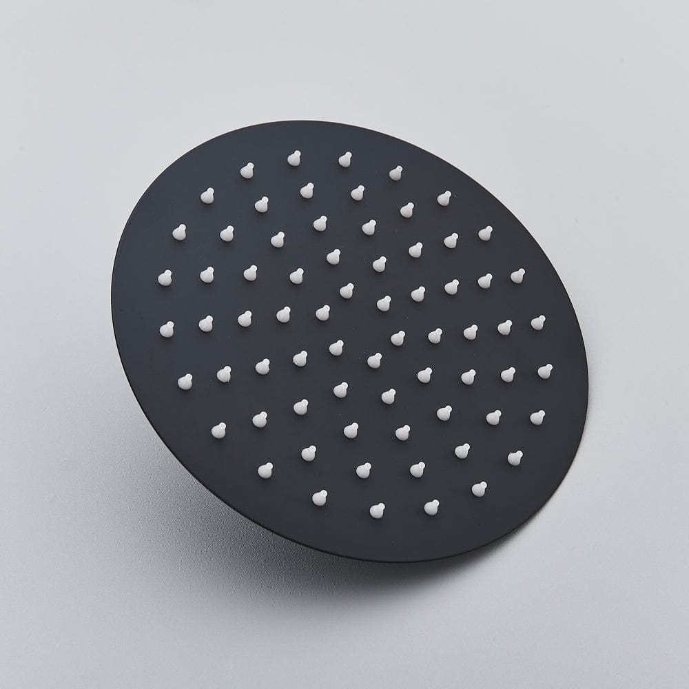 Coloana Dus cu termostat, para rotunda 20 cm si efect de ploaie, negru mat