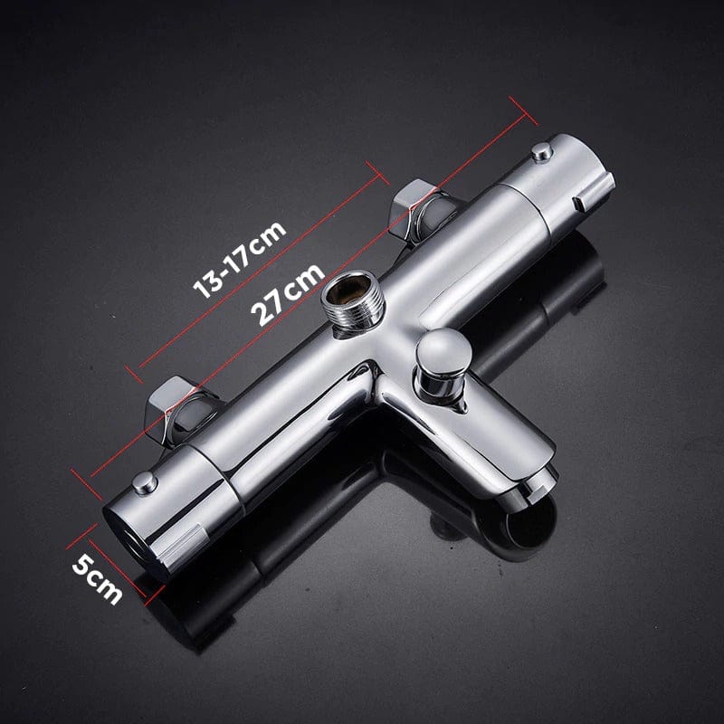 Coloana Dus cu termostat, para rotunda si efect de ploaie, argintiu cromat