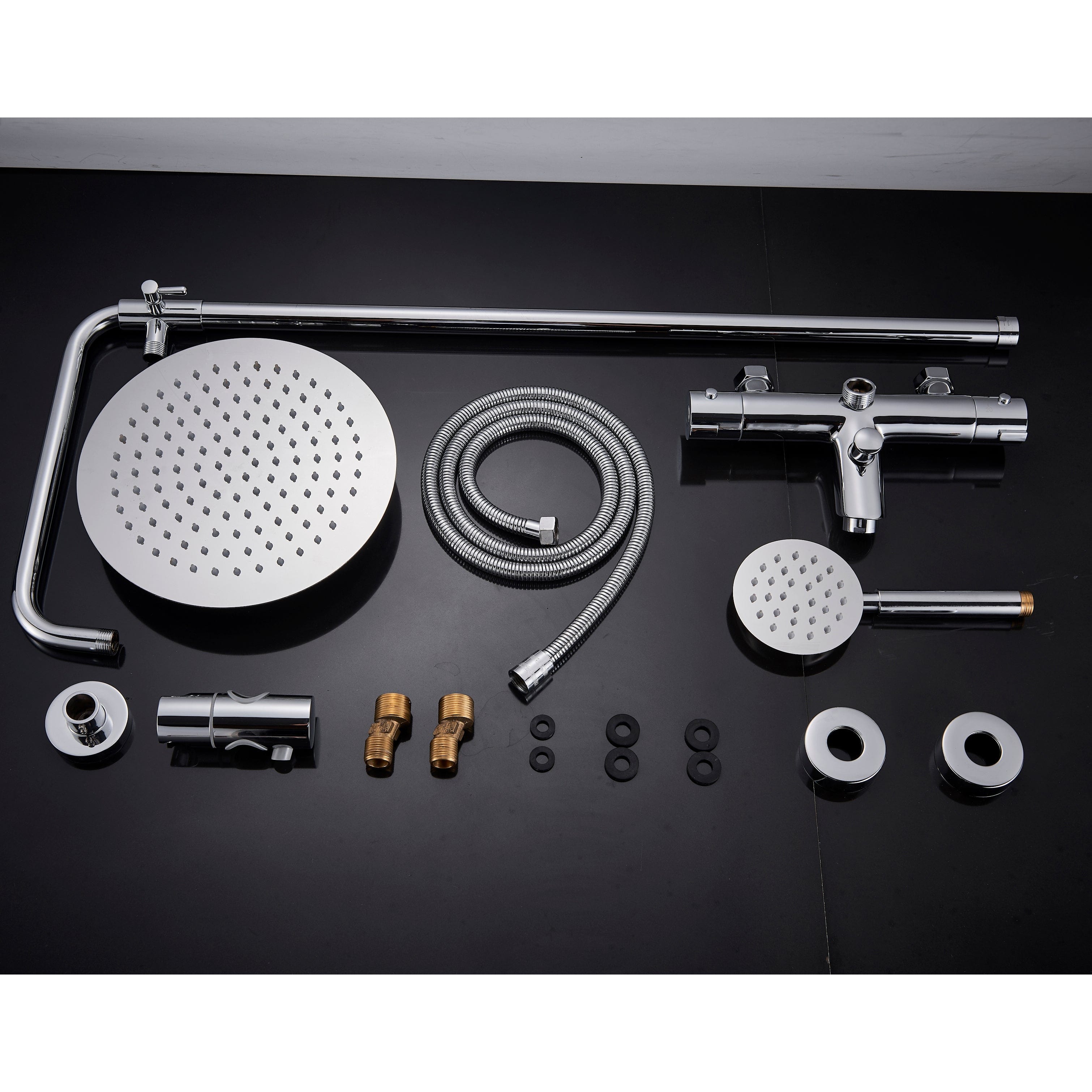 Coloana Dus cu termostat, para rotunda si efect de ploaie, argintiu cromat