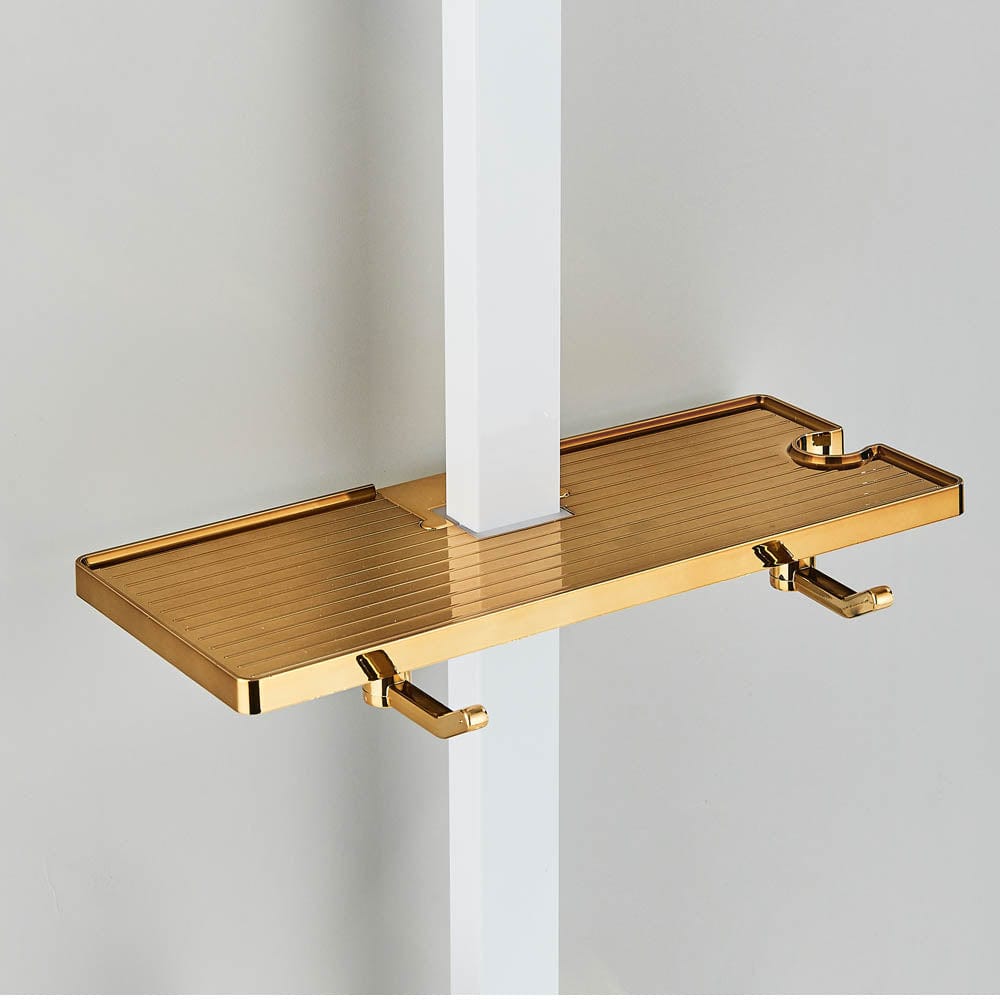 Coloana Dus cu termostat si afisaj de temperatura, alb cu auriu, cu efect de ploaie, 6 functii de curgere