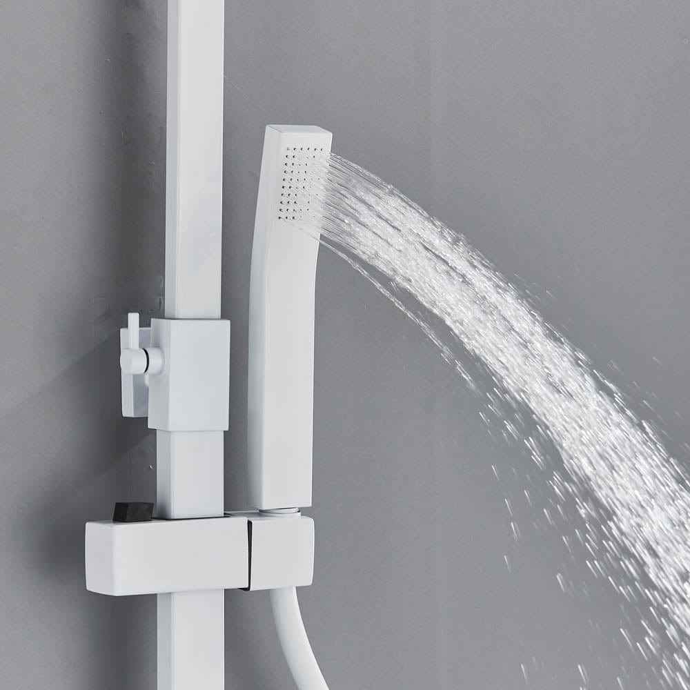 Coloana Dus cu termostat si afisaj de temperatura, alb, cu efect de ploaie, 6 functii de curgere