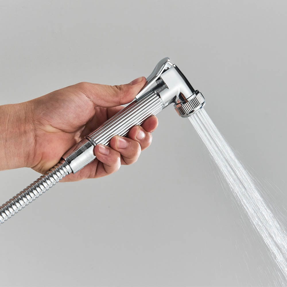 Coloana Dus cu termostat si afisaj de temperatura, argintiu lucios, cu efect de ploaie, 6 functii de curgere