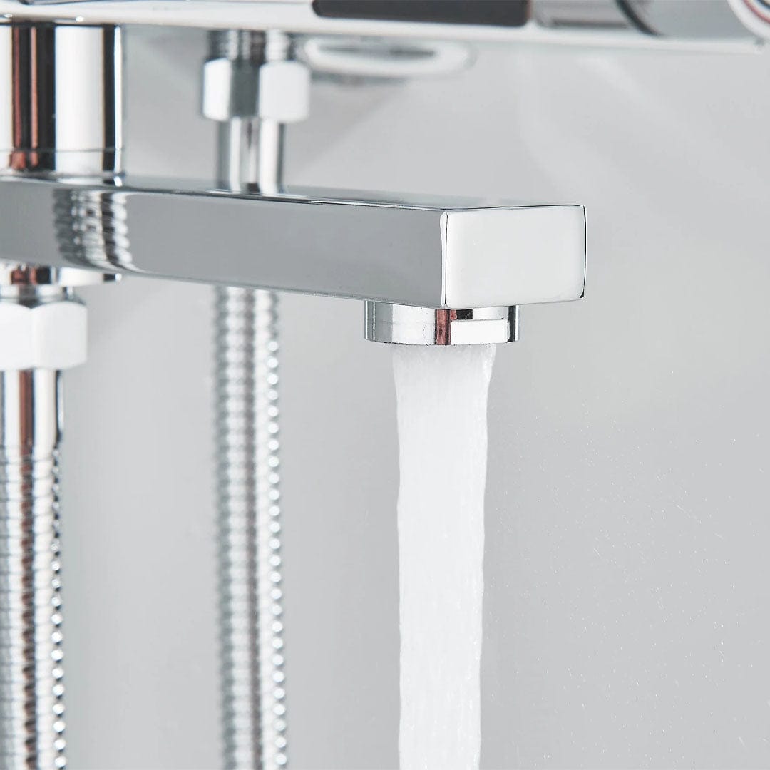 Coloana Dus cu termostat si afisaj de temperatura, cu efect de ploaie, 5 functii de curgere, argintiu