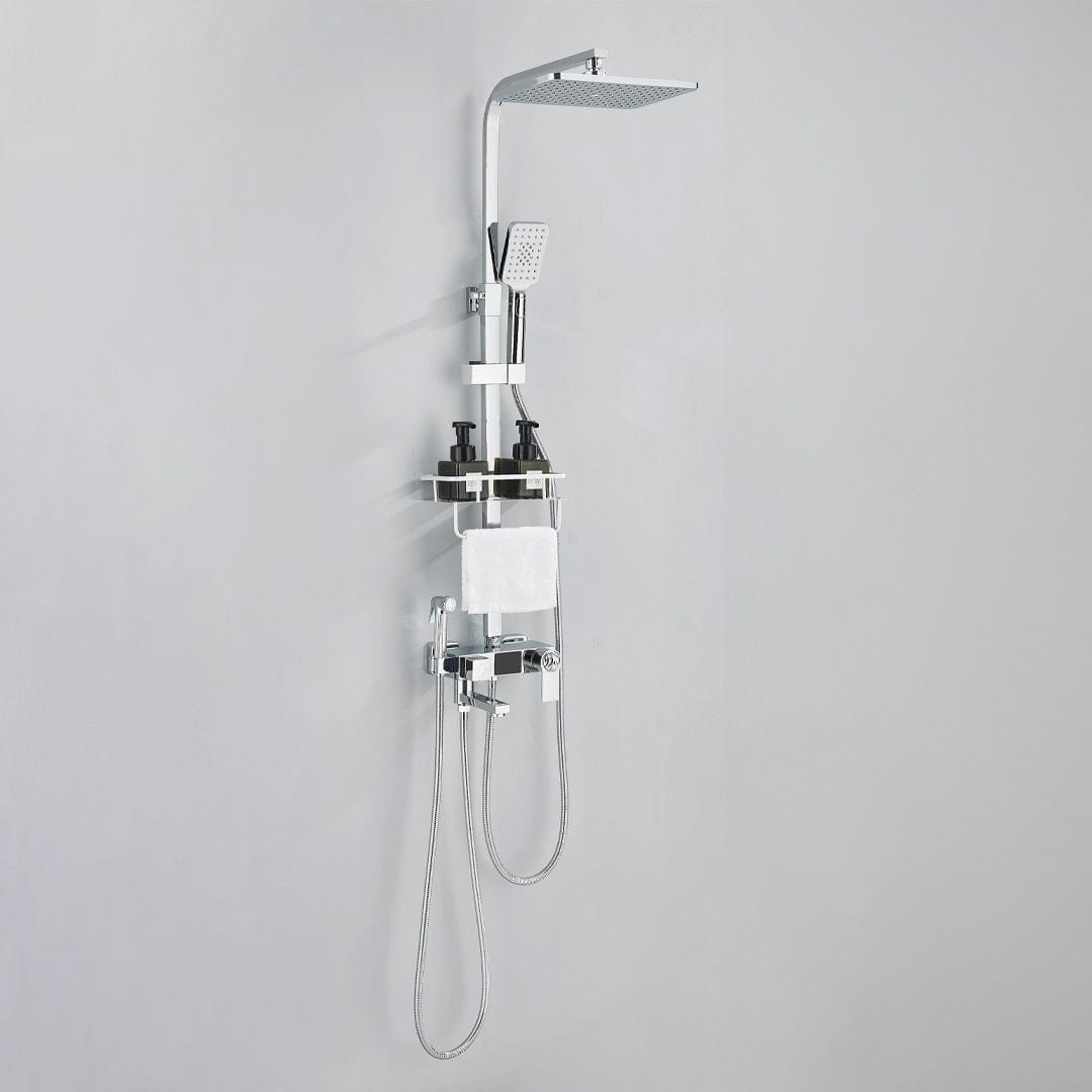 Coloana Dus cu termostat si afisaj de temperatura, cu efect de ploaie, 5 functii de curgere, argintiu