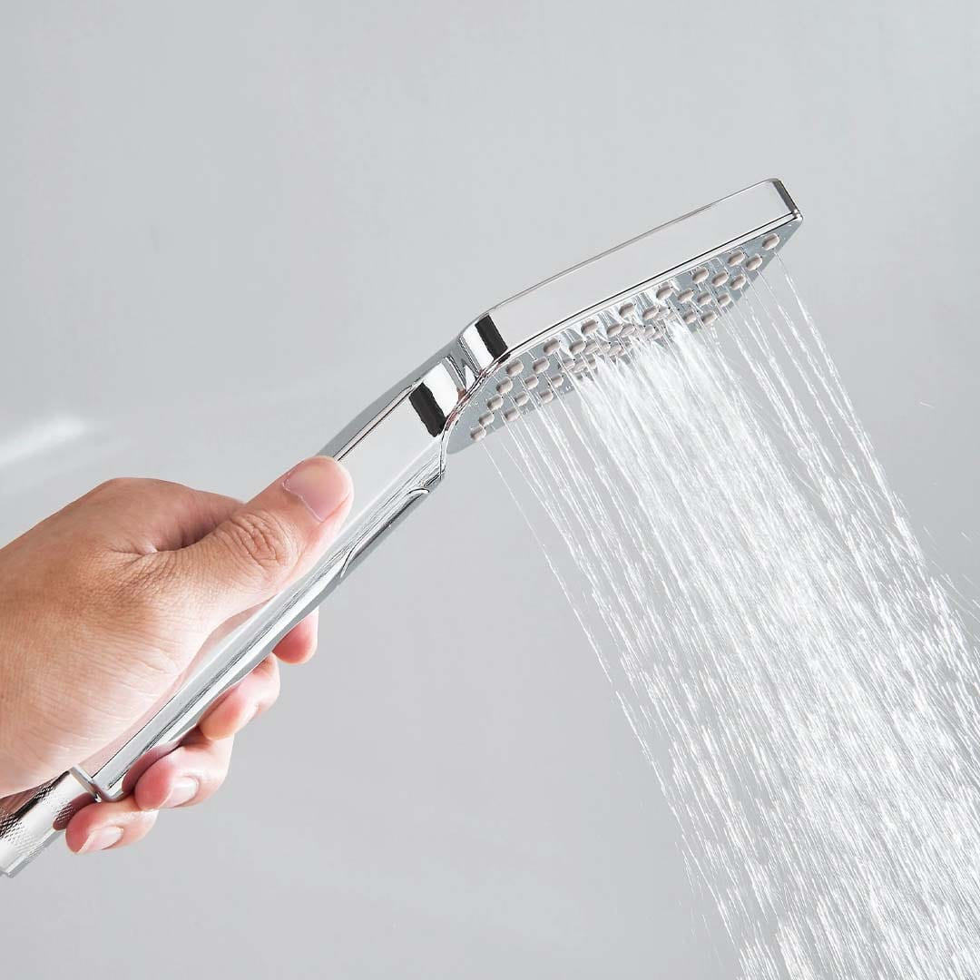 Coloana Dus cu termostat si afisaj de temperatura, cu efect de ploaie, 5 functii de curgere, argintiu