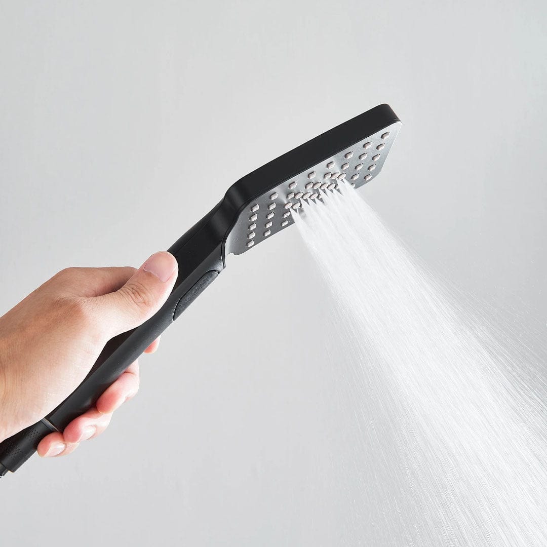 Coloana Dus cu termostat si afisaj de temperatura, cu efect de ploaie, 5 functii de curgere, negru mat