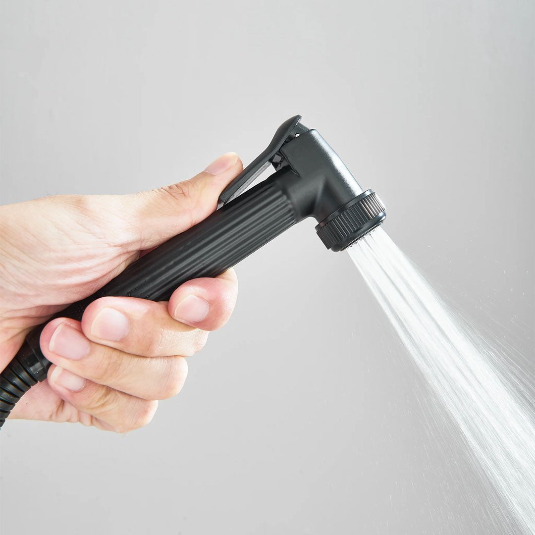 Coloana Dus, negru mat, cu efect de ploaie, para dus 25 cm, 4 functii de curgere