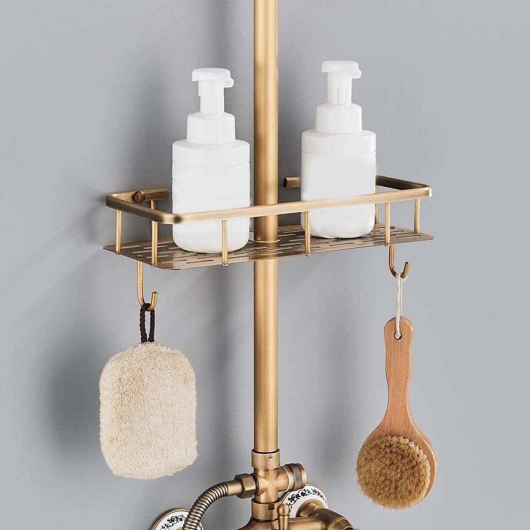 Coloana Dus Retro, cu para rotunda si efect de ploaie, auriu